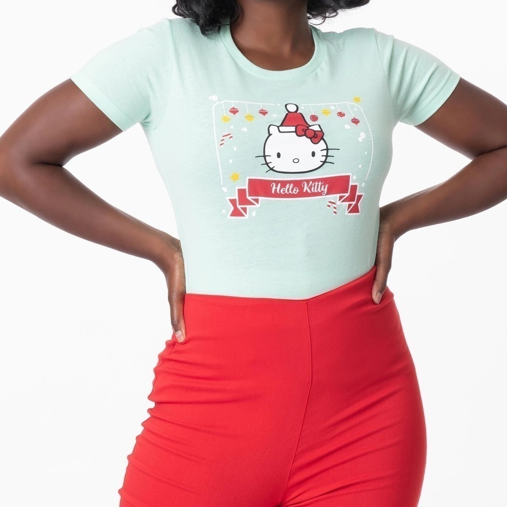 Hello Kitty x Unique Vintage NWOT Retro Santa Graphic Tee 2X Cotton Christmas